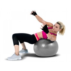 GRAY 55cm (22in) Exercise YOGA BALL & Pump Anti-Burst Stability Balance Gym Ball