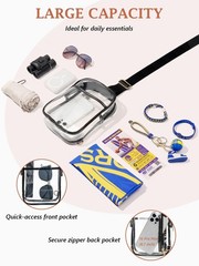 3 Pockets Clear Bag for Stadium Events with 2 Long Straps Sling Backpack Fann…