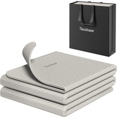 READAEER Foldable Yoga Mat for Travel Folding 72″ L x 24″ W x 0.24″ H, Gray
