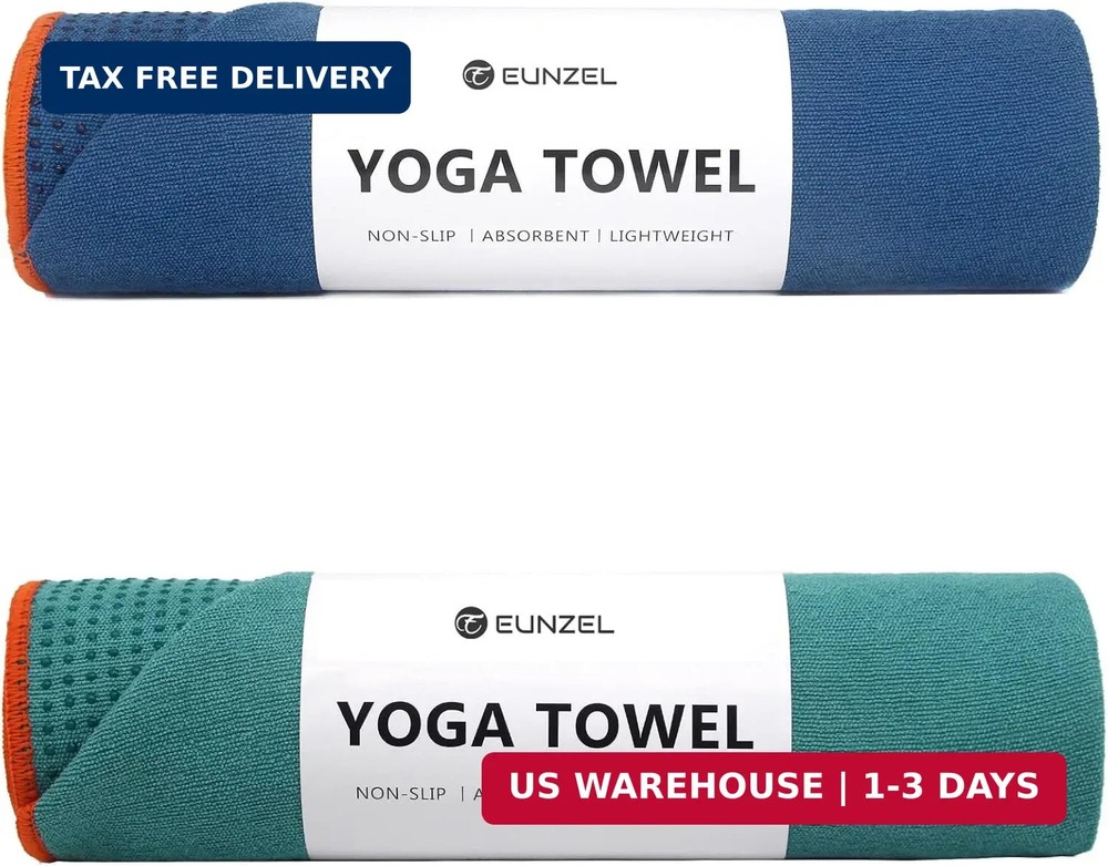 Eunzel 2 Pack Hot Yoga Towel with Grip Dot, Non Slip Yoga Mat Towe Sweat Absorbe