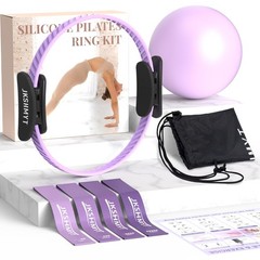 Pilates Ring Kit for Women, Equipment – 14.5″ 14.5 inch, 10pcs-Purple