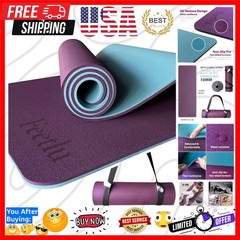 Extra Thick Exercise Yoga Mat with Strap – 2/5 Inch 10MM, Non-Slip Workout Ma…