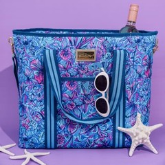 Blue Picnic and Beach Cooler, Insulated Bag with Adjustable Shoulder Strap