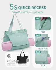 Yoga Mat Bag Tote Gym Women Men Waterproof Wet Pocket HookAndLoop Storage