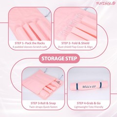 FUYIHGL® Mahjong Rack with Pushers Storage Bag – Roll & Go Pink Canvas Slee