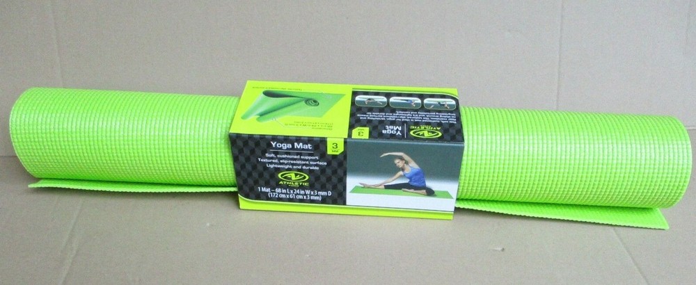 Athletic Works Yoga Mat Lime Green exercise 68 in L x 24 in W x 3 mm thick *NEW*