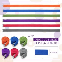 24 Pcs Yoga Strap Stretching Pilates Exercise Adjustable Straps 6 ft Non Elas…