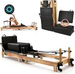 94.5″Pilates Reformer Wooden Foldable Reformer Pilates Machine with Springs Quic