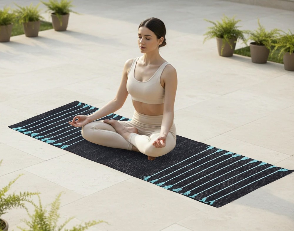 Handwoven Cotton Yoga Mat Soft Durable Skin Friendly Meditation Exercise yogamat