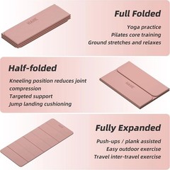 Foldable Yoga Mat,74″Lx32″Wx1/3″Thick,Folding Exercise Mat,Non-slip Wide Pila…