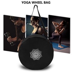 Yoga Wheel Bag Nylon Black Mandala Flower 36x14cm Yoga Circle Bag for Yoga6057