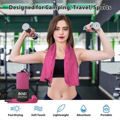 BOGI Microfiber Travel Sports Towel-Quick Dry Towel, M:40”x20”, Hot Pink