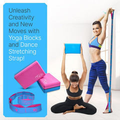 Yoga Blocks 2 Pack with Strap & Guide – Non-Slip EVA Foam Pilates Blocks for Hom