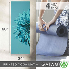 Gaiam Print Yoga Mat, Non Slip Exercise & Fitness Mat for All Types of Yoga, Pil