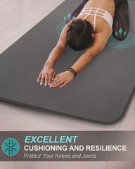 Extra Long & Wide Thick Yoga Mat, 84”x32”x7mm Double-Sided Non Slip,with Strap