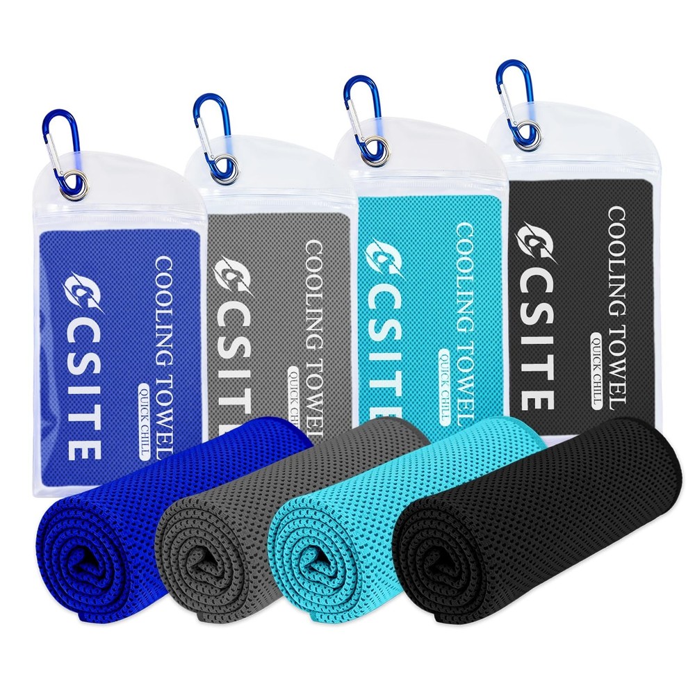 CSITE 4 Pack Cooling Towels (47″x12″) for Neck and Face, Ice Towel for Hot We…