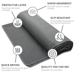 Carbon Grey Non-Slip Hot Yoga Towel Set by MIAOMIAO – Microfiber – Non-Slip
