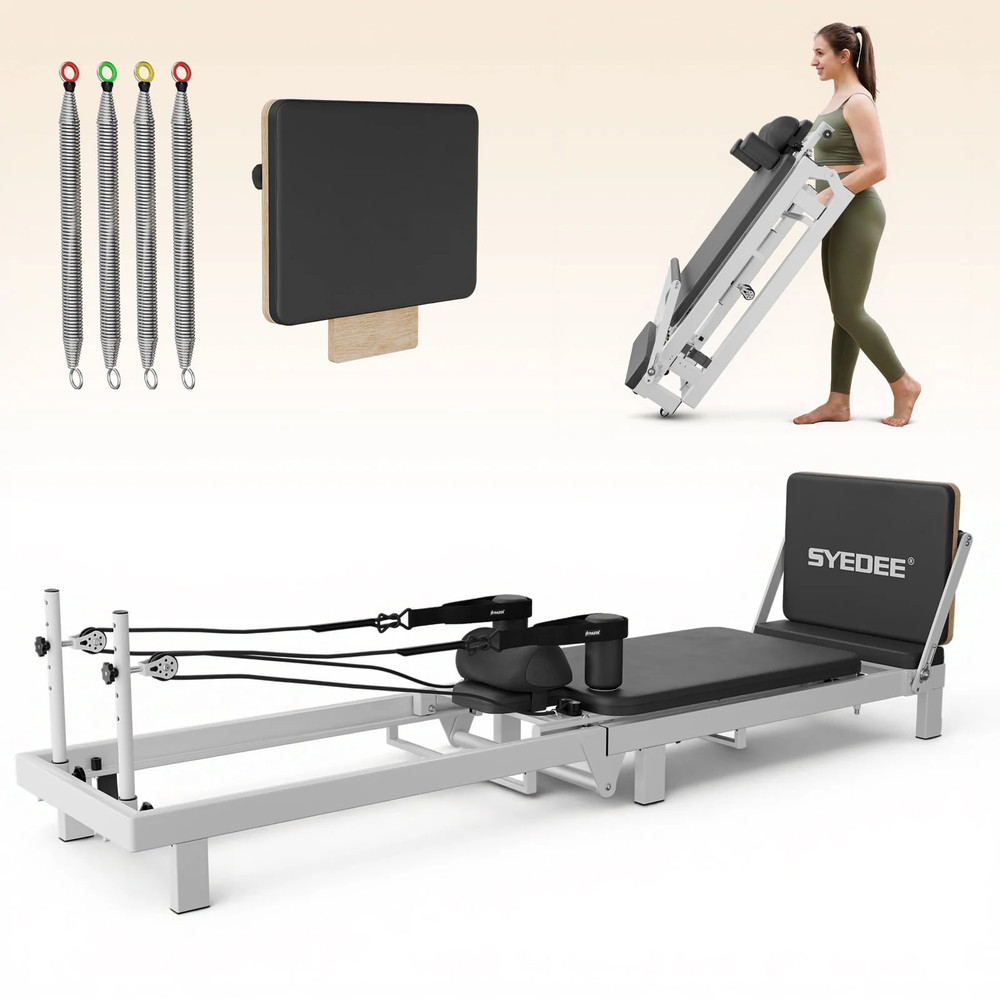 86.6” Foldable Pilates Equipment, Pilates Reformer Machine Suitable for Height o
