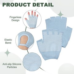 Yoga Gloves Non Slip Fingerless Pilates Gloves Blue