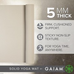 Gaiam Yoga Mat – Premium 5mm Solid Thick Non Slip Exercise & Fitness Mat for All