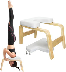 Yoga Headstand Bench with PU Pads Thickness Foam, Wooden Yoga Inversion Chair fo