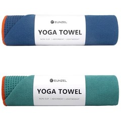 2 Pack Hot Yoga Towel with Grip Dot, Non Slip Yoga Mat Dark Cyan/ Steel Blue