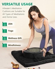Velvet Meditation Pillow – Large Round Zafu, Buckwheat Filled, Ergonomic