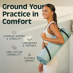 Solana Yoga Mat 1″ Thick W/Nylon Strap for Men & Women – Non Slip Exercise Mat f
