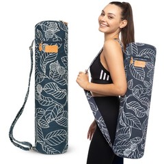 LARGE Yoga Mat Bag fits mats 1/4″ to 2/5″ (7-10mm) thick and 27″ x 6.5″ rolle…