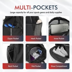 PinCute Drawstring Gym Bag for Men/Women – Mesh Beach Swim Bags Sports Backpa…