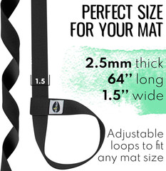 Yoga Mat Strap – 30+ Colors – Adjustable Mat Holder Sling Carrier for All Mats [