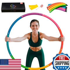 Weighted Fitness Hoop for Adult Beginners – 2 lb Exercise Holahoop – 8 Colorful