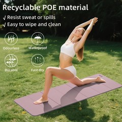 1/2 Inch 70″x24″ Foldable TPE Yoga Mat, Thick Non Slip Pilates Mat