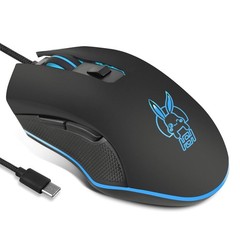 USB-C Wired Gaming Mouse 7-Color RGB 2400 DPI for Type-C Devices Black