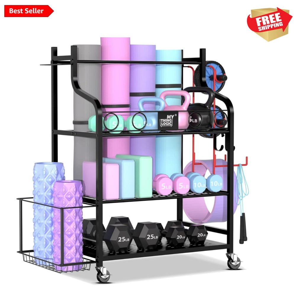 Yoga Mat Storage Racks,Home Gym Storage Rack for Dumbbells Kettlebells Foam R…