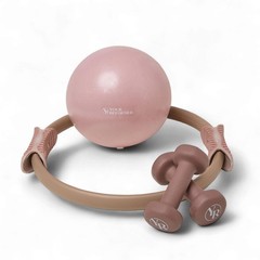 Pilates Prop Kit, Ring, Ball & 2.2 lb Dumbbell Set Dusty Rose