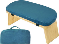 Natural Beech Wood Yoga Bench, Ergonomic Design for Kneeling, Meditation, Pilate