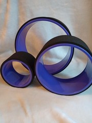 Yoga Wheel Set of 3 (5/8/12 in) Anti-Slip Sweat Resistant Blk/Purple Back Roller