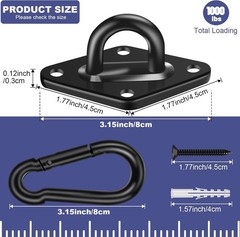 Hammock Hooks 2 Pack, Heavy Duty Hammock Hanging Kit, M8 Pad Eye Hanging Hook…