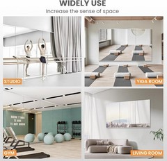Home Gym Mirror, 65X24 Inch(Each)-2Pack Large Frameless Tempered Glass Full Body