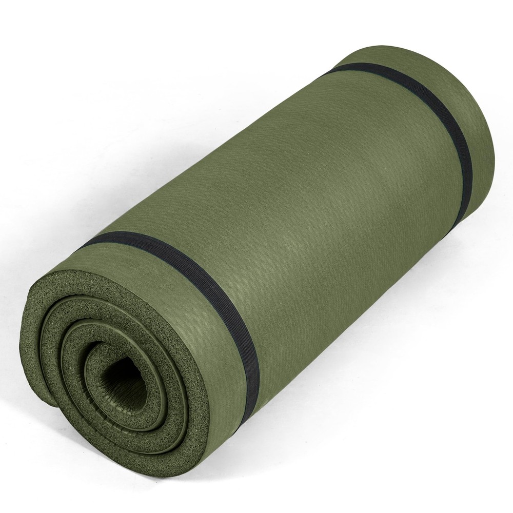 Premium Extra Thick 1-Inch High Density Exercise Mat with Carry Strap – Non-S…