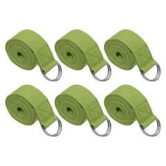6Pcs 8 Feet Cotton Yoga Strap Belt Stretch Bands with D-Ring Buckle, Dark Green