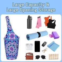 Mandala Yoga Mat Bag with Large Waterproof Zipper Pocket and 37″x15.5″ Purple