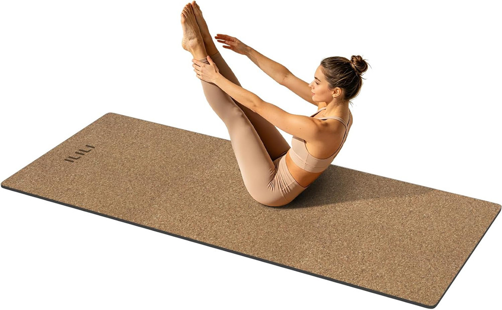 Cork Yoga Mat 1/4″ Thick, 72″x26″ for Home & Studio Workouts, Black