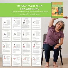 Chair Yoga for Seniors Over 60 Book & Chart, Gentle 8.5×11 inches, navy blue