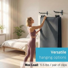 Yoga Mat Holder Wall Mount: Hanging Exercise Mat Rack – 2 Pack Heavy Duty