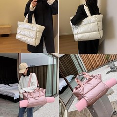 Large Puffer Tote Bag Women Lightweight Travel Handbag Zipper Quilted Work