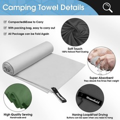 Camping Quick Dry Towel Set- 3 Pack, Soaking Up Sweat Microfiber Lightweight …