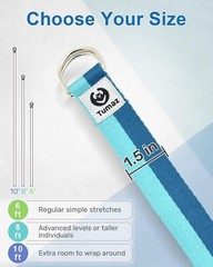 Yoga Strap for Stretching with Adjustable D-Ring – Soft Cotton Blend, 6/8/10 ft