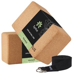 Yoga Block and Strap Set – 2 Non-Slip Foam Blocks 9x6x4″ + 8FT D-Ring Strap for